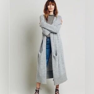 Free Peopel Santa Cruz duster cardigan long slouchy gray XS
